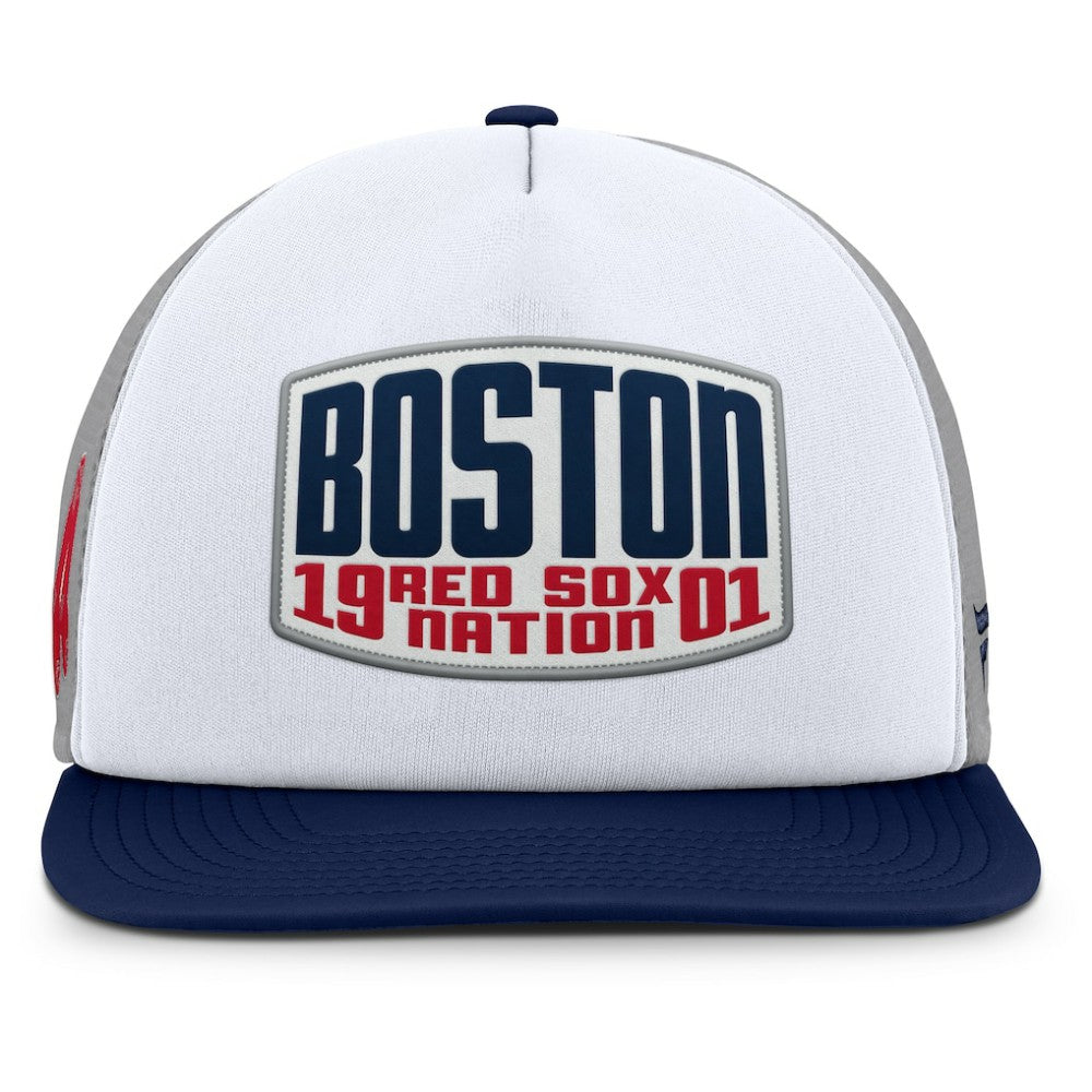 Boston Red Sox Fanatics Cranked Foam Front Patch Trucker Adjustable Hat - Gray/White Hats