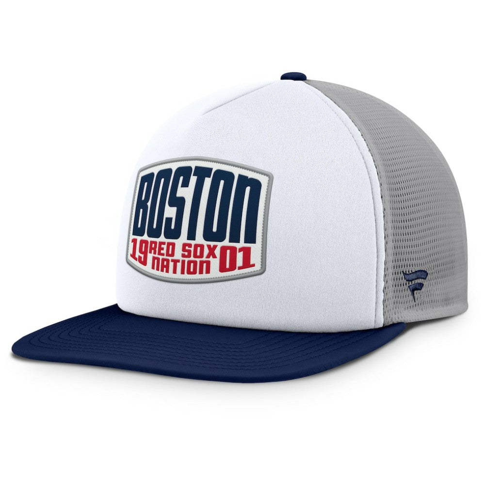 Boston Red Sox Fanatics Cranked Foam Front Patch Trucker Adjustable Hat - Gray/White Hats