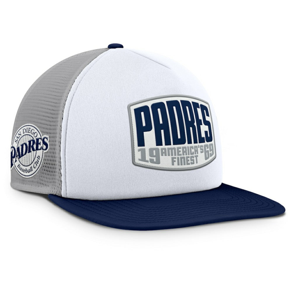 San Diego Padres Fanatics Cranked Foam Front Patch Trucker Adjustable Hat - Gray/White Hats