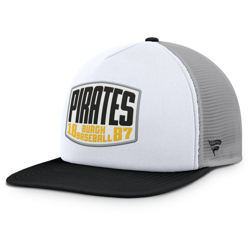 Pittsburgh Pirates Fanatics Cranked Foam Front Patch Trucker Adjustable Hat - Gray/White Hats