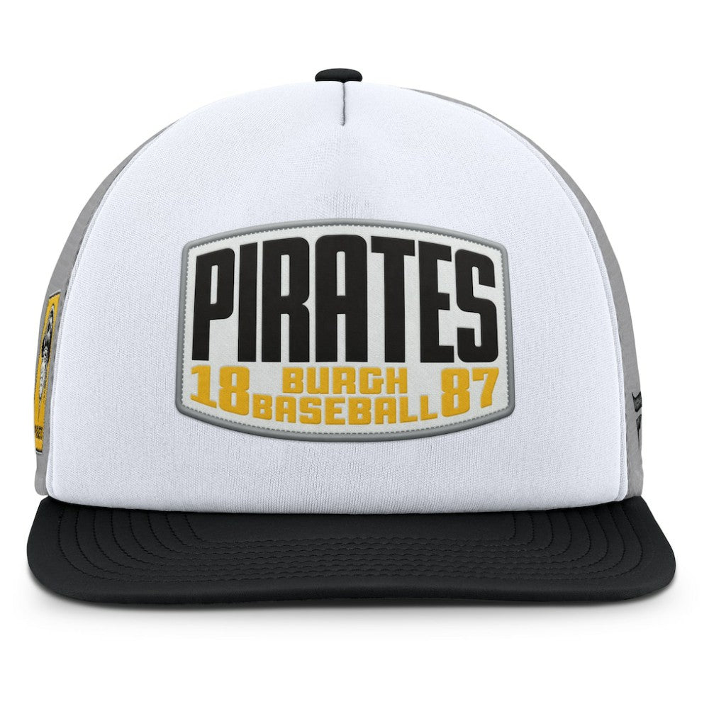 Pittsburgh Pirates Fanatics Cranked Foam Front Patch Trucker Adjustable Hat - Gray/White Hats