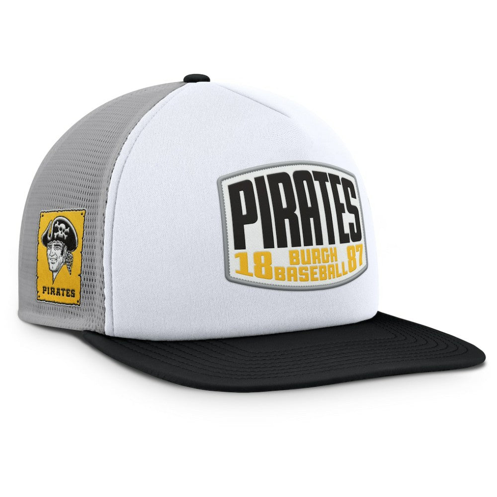 Pittsburgh Pirates Fanatics Cranked Foam Front Patch Trucker Adjustable Hat - Gray/White Hats
