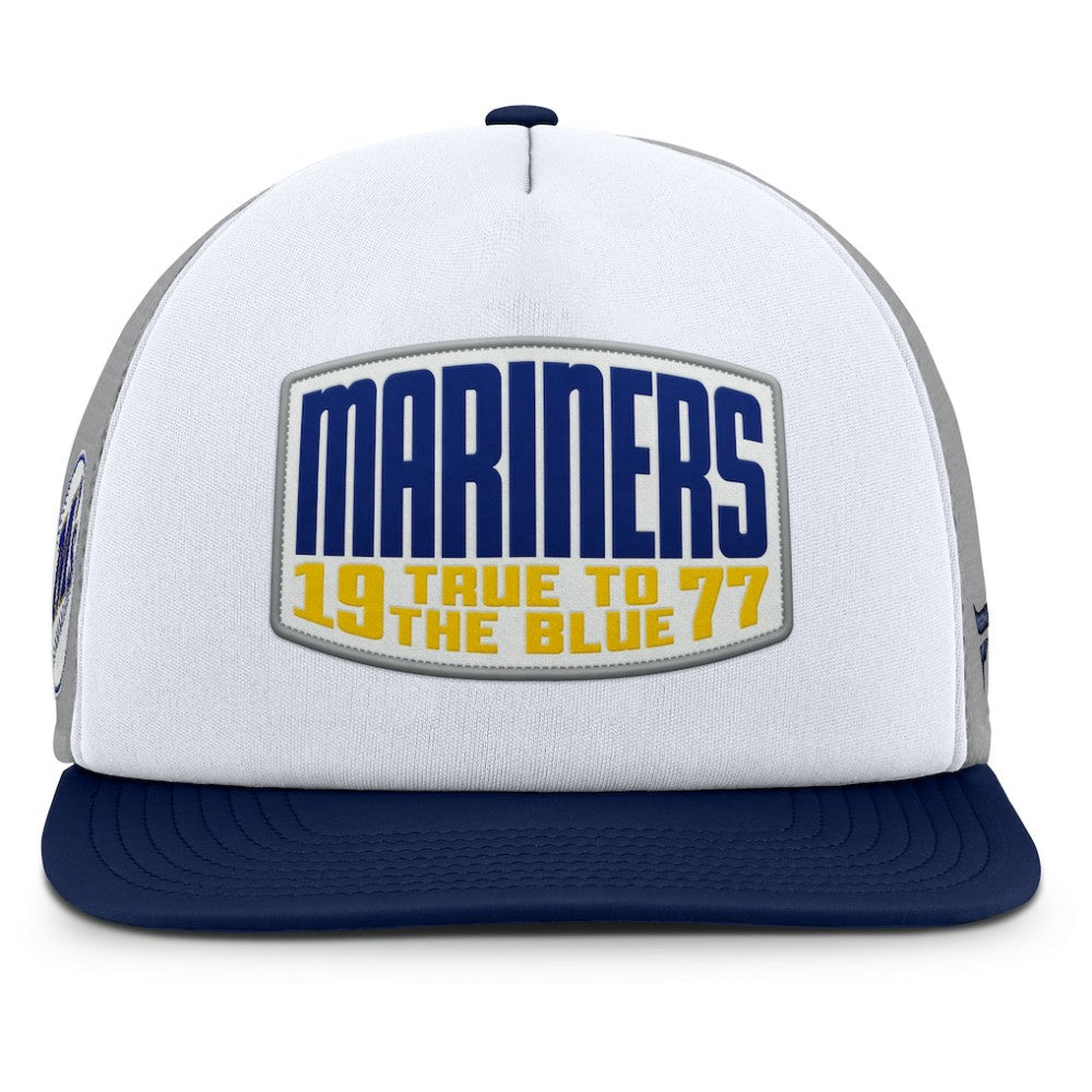 Seattle Mariners Fanatics Cranked Foam Front Patch Trucker Adjustable Hat - Gray/White Hats
