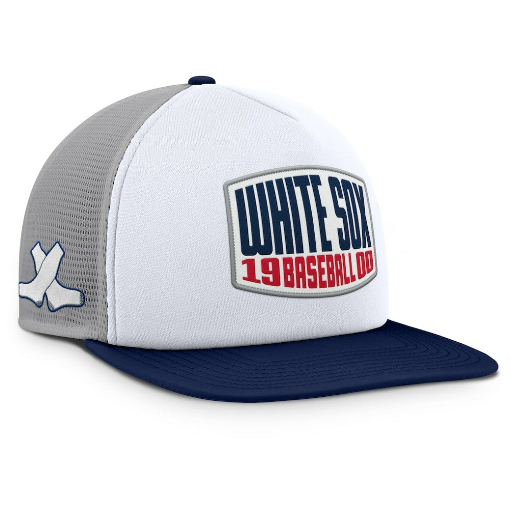 Chicago White Sox Fanatics Cranked Foam Front Patch Trucker Adjustable Hat - Gray/White Hats