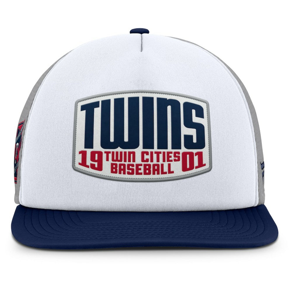Minnesota Twins Fanatics Cranked Foam Front Patch Trucker Adjustable Hat - Gray/White Hats