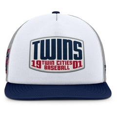 Minnesota Twins Fanatics Cranked Foam Front Patch Trucker Adjustable Hat - Gray/White Hats