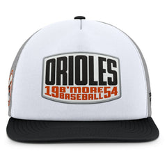 Baltimore Orioles Fanatics Cranked Foam Front Patch Trucker Adjustable Hat - Gray/White Hats