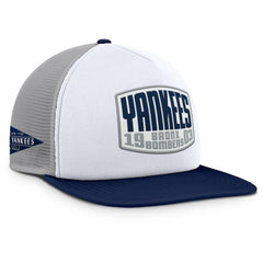 New York Yankees Fanatics Cranked Foam Front Patch Trucker Adjustable Hat - Gray/White Hats