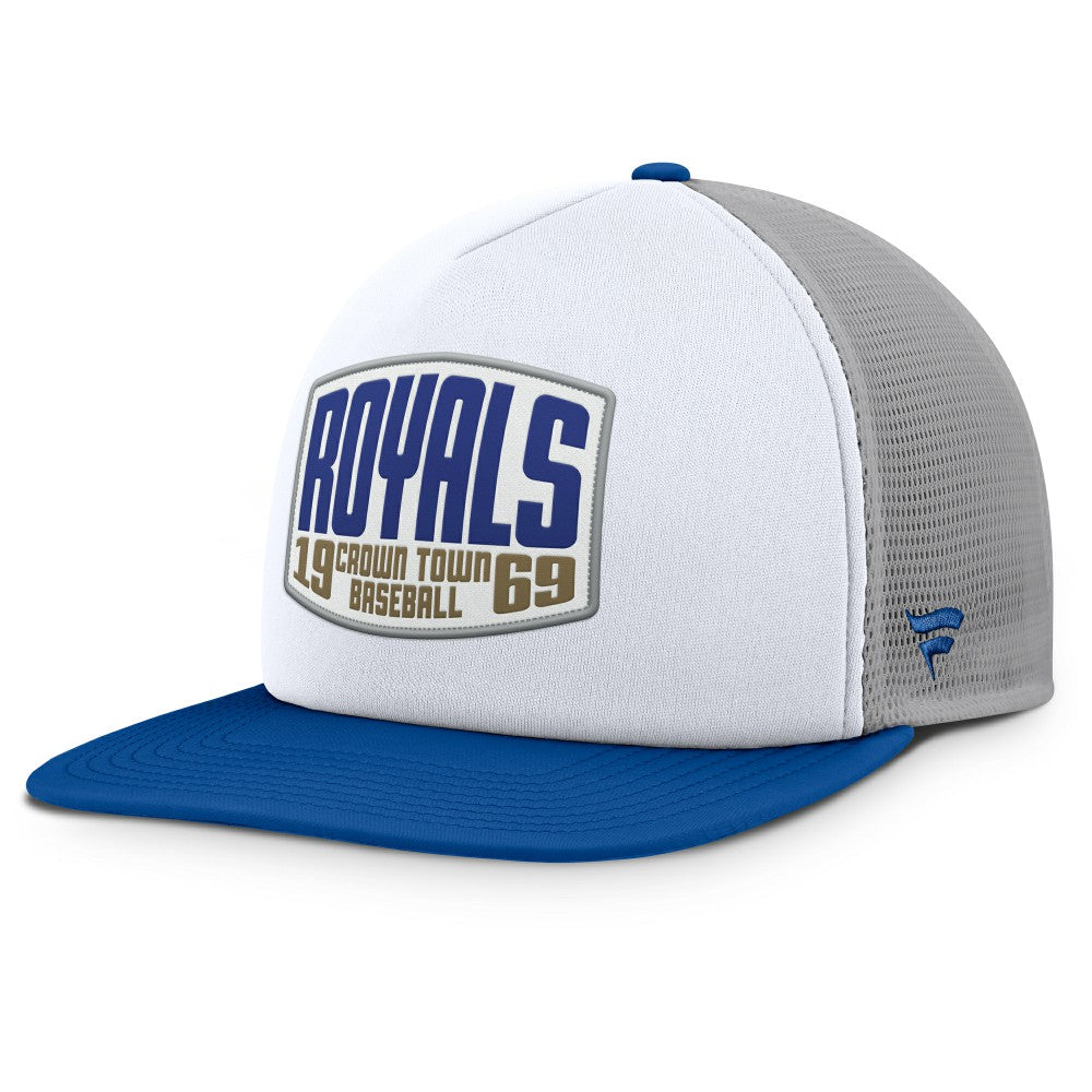 Kansas City Royals Fanatics Cranked Foam Front Patch Trucker Adjustable Hat - Gray/White Hats