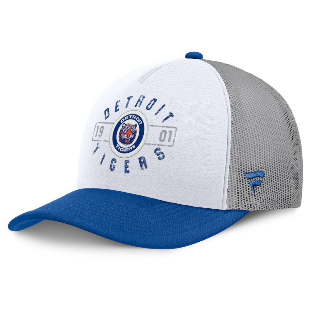 Detroit Tigers Fanatics Designated A-Frame Foam Front Trucker Adjustable Hat - White/Navy Hats