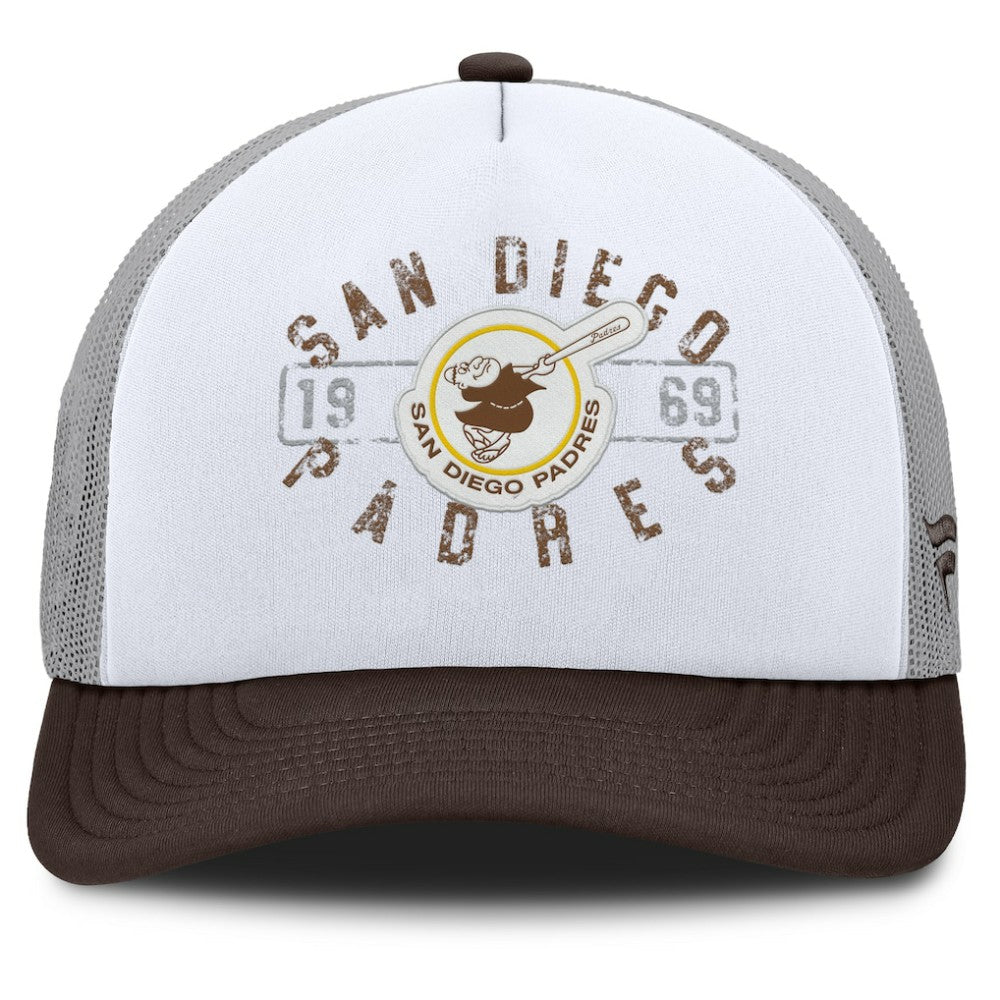 San Diego Padres Fanatics Designated A-Frame Foam Front Trucker Adjustable Hat - White/Brown Hats