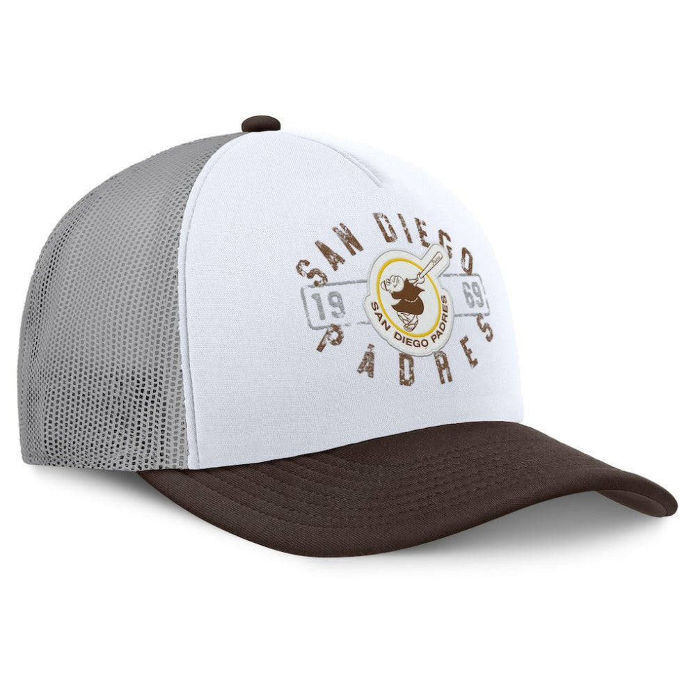 San Diego Padres Fanatics Designated A-Frame Foam Front Trucker Adjustable Hat - White/Brown Hats