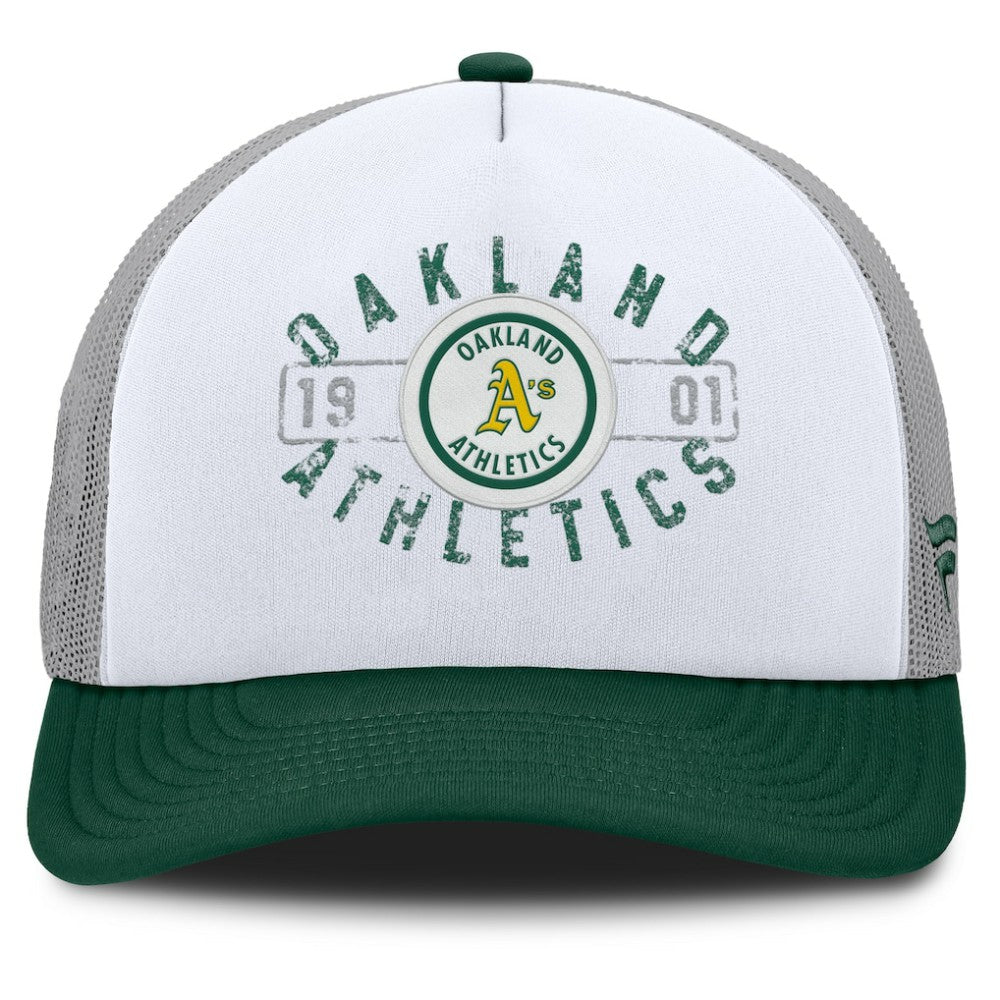 Athletics Fanatics Designated A-Frame Foam Front Trucker Adjustable Hat - White/Green Hats