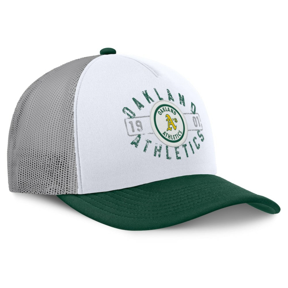 Athletics Fanatics Designated A-Frame Foam Front Trucker Adjustable Hat - White/Green Hats