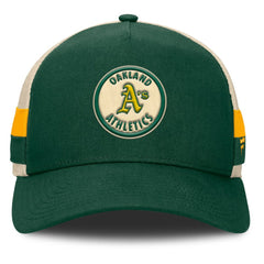 Athletics Fanatics Inherited Side Stripe Trucker Adjustable Hat - Green/Natural Hats
