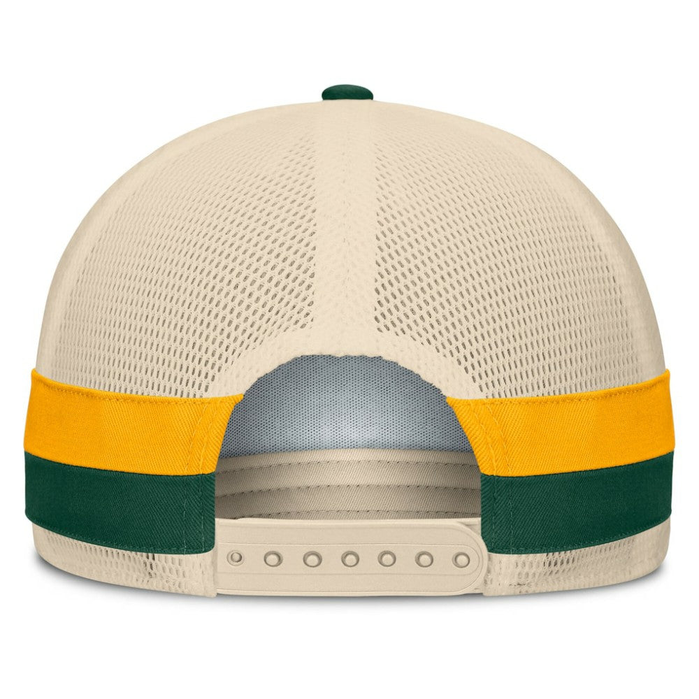Athletics Fanatics Inherited Side Stripe Trucker Adjustable Hat - Green/Natural Hats