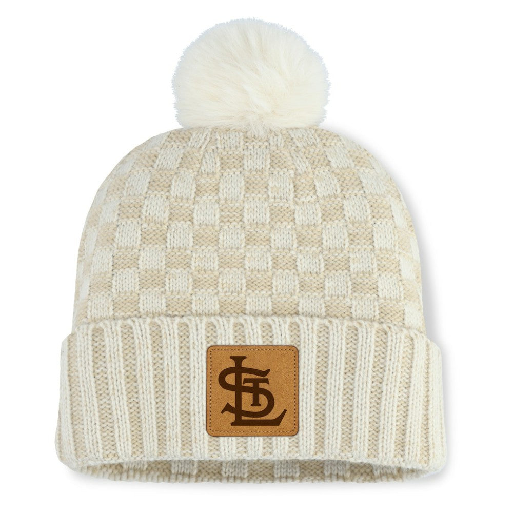 St. Louis Cardinals Fanatics Women's Matchstick Cuffed Knit Hat with Pom- Natural Hats