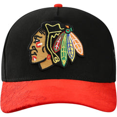 Chicago Blackhawks Mitchell & Ness May Flowers Pro Crown Adjustable Hat - Black/Red | US 202492204