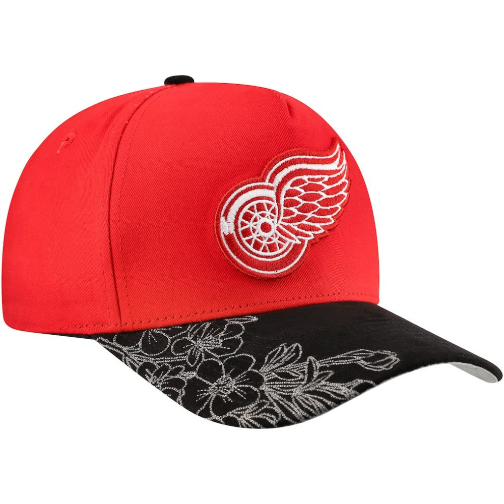 Detroit Red Wings Mitchell & Ness May Flowers Pro Crown Adjustable Hat - Red/Black | US 202492207