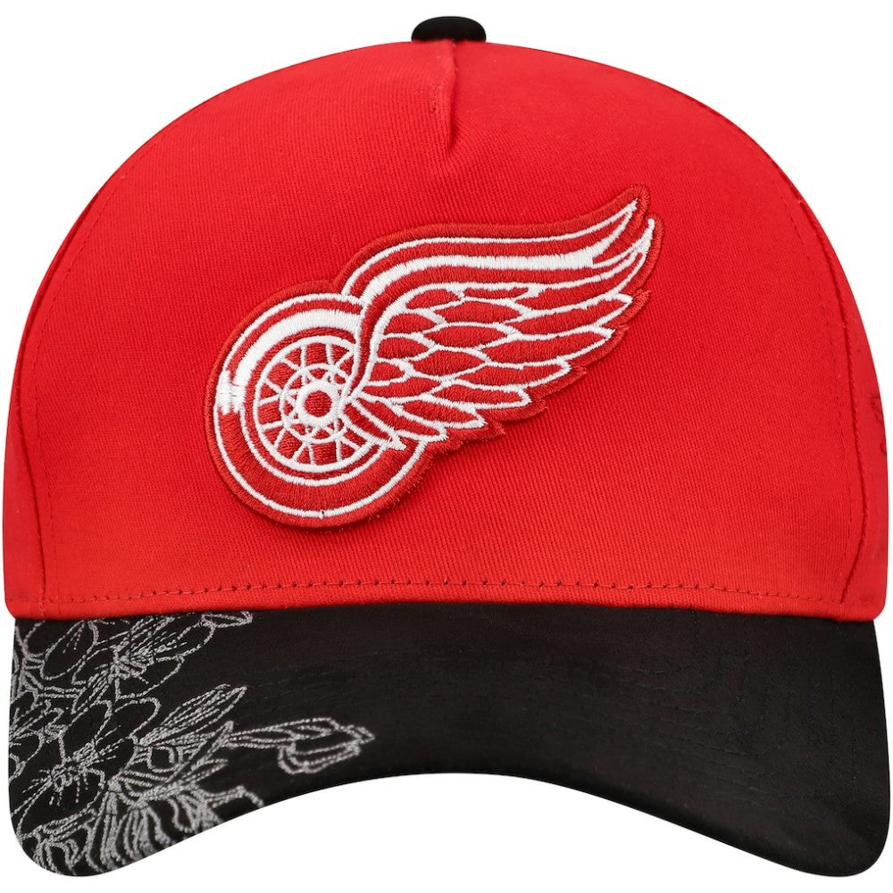 Detroit Red Wings Mitchell & Ness May Flowers Pro Crown Adjustable Hat - Red/Black | US 202492207
