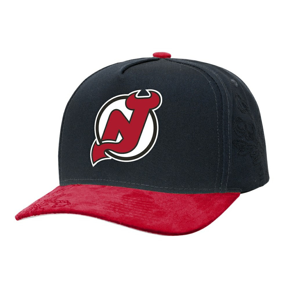 New Jersey Devils Mitchell & Ness May Flowers Pro Crown Adjustable Hat - Black/Red | US 202492212