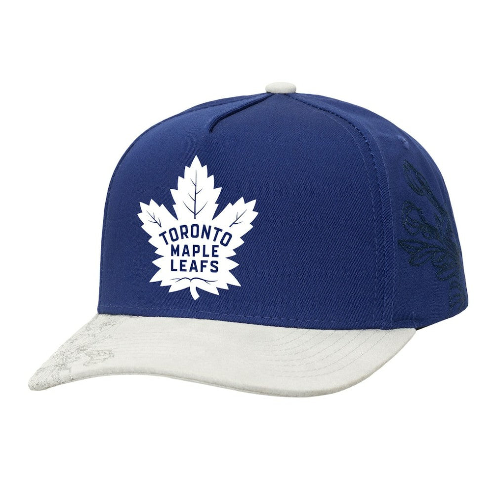 Toronto Maple Leafs Mitchell & Ness May Flowers Pro Crown Adjustable Hat - Blue/Gray | US 202492216