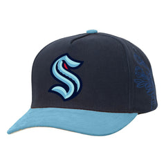 Seattle Kraken Mitchell & Ness May Flowers Pro Crown Adjustable Hat - Navy/Light Blue | US 202492219
