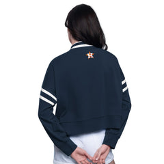 Houston Astros Starter Women's Power Play Cropped Pullover Sweatshirt - Navy Pullover