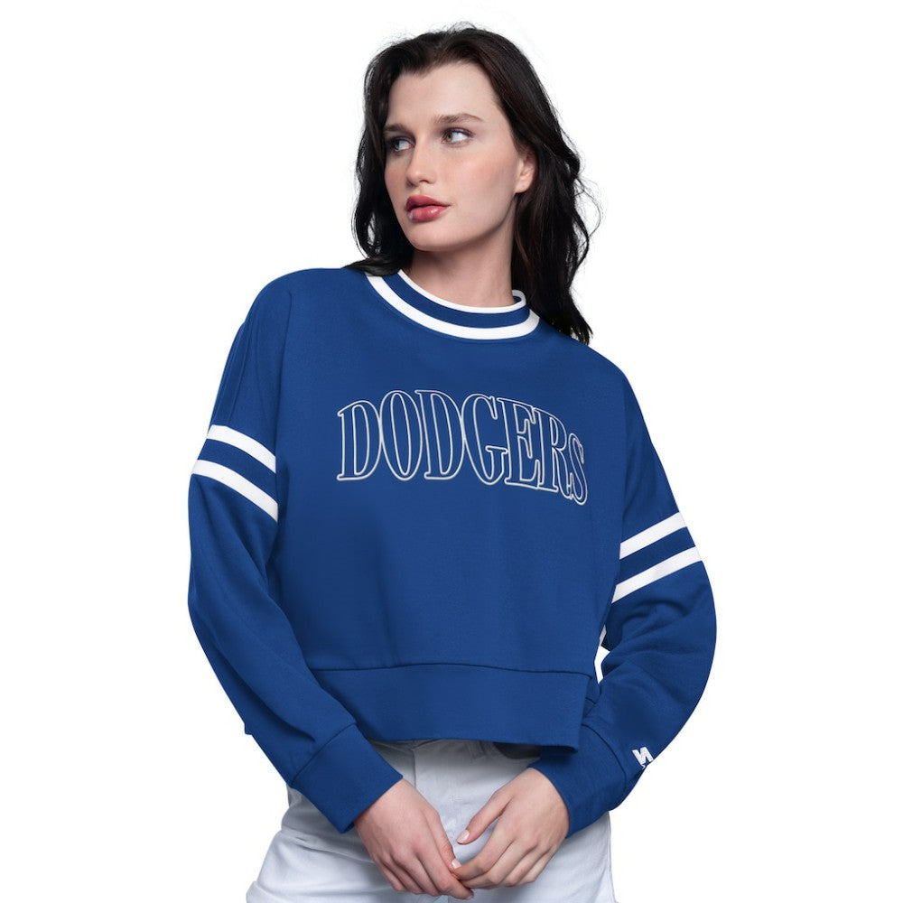 Los Angeles Dodgers Starter Women's Power Play Cropped Pullover Sweatshirt - Royal Pullover