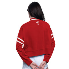 Philadelphia Phillies Starter Women's Power Play Cropped Pullover Sweatshirt - Red Pullover