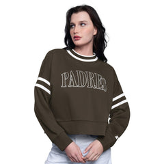 San Diego Padres Starter Women's Power Play Cropped Pullover Sweatshirt - Brown Pullover