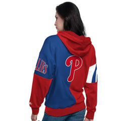 Philadelphia Phillies Starter Women's Curve Ball Full Zip Hoodie Sweatshirt - Red/Royal Hoodies