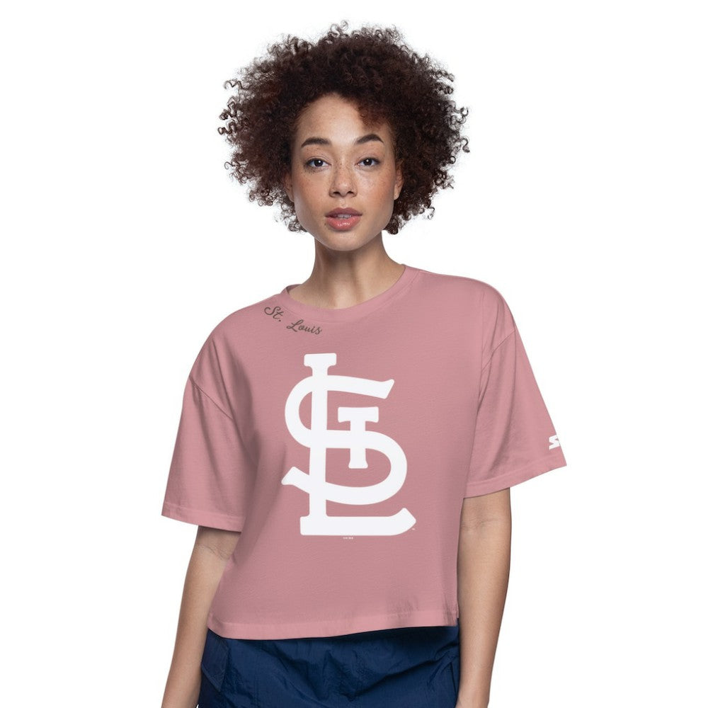 St. Louis Cardinals Starter Women's Play the Ball Boxy Cropped T-Shirt - Pink T-shirts
