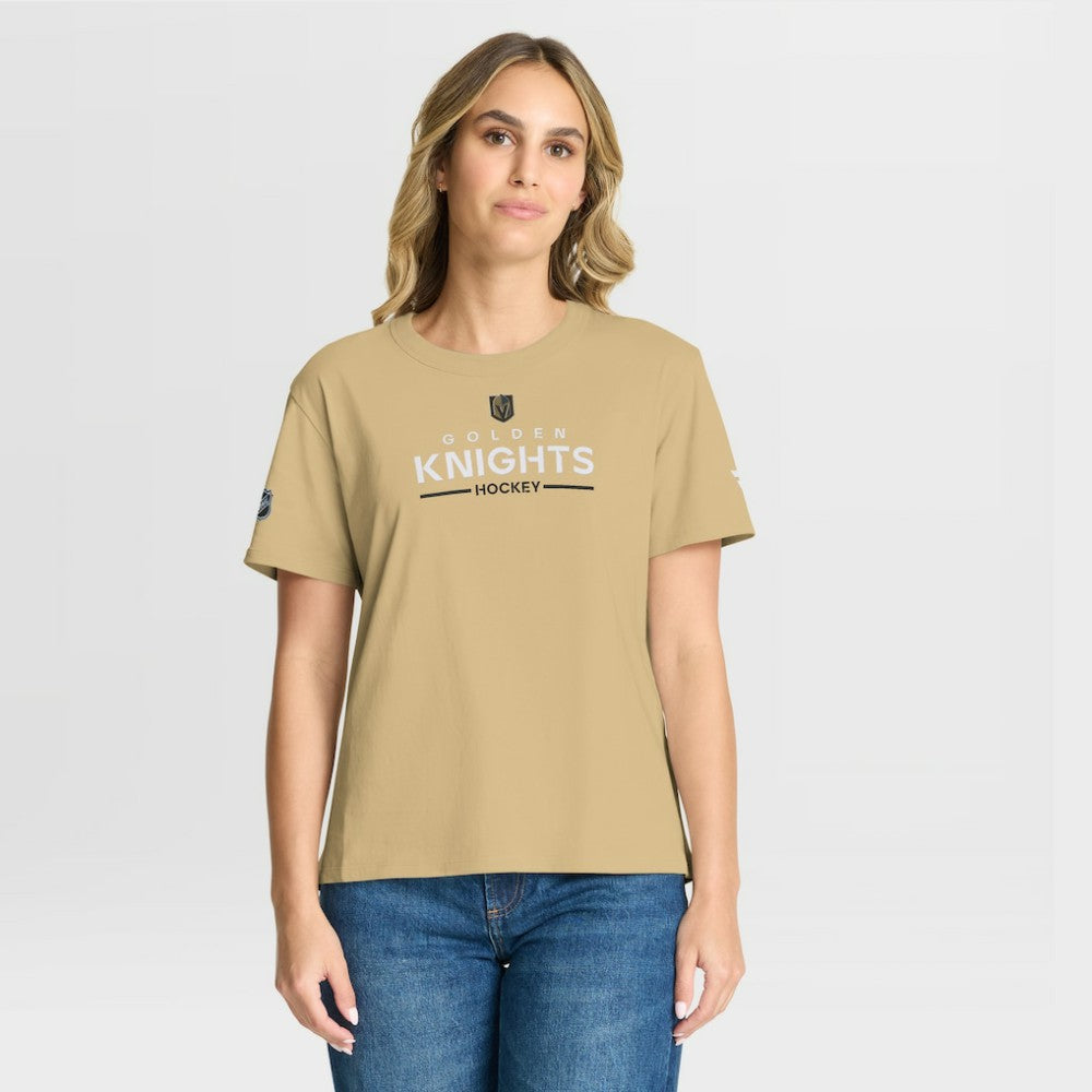 Vegas Golden Knights Fanatics Women's Authentic Pro Primary T-Shirt - Gold | US 202493093