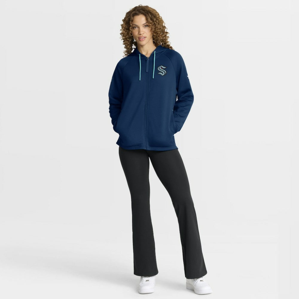 Seattle Kraken Fanatics Women's Authentic Pro Rink Raglan Full-Zip Hoodie - Deep Sea Blue | US 202493215