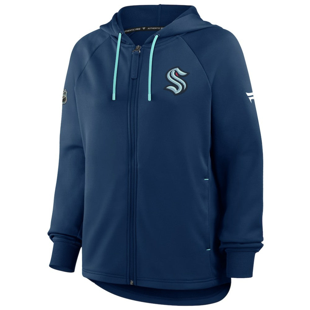 Seattle Kraken Fanatics Women's Authentic Pro Rink Raglan Full-Zip Hoodie - Deep Sea Blue | US 202493215