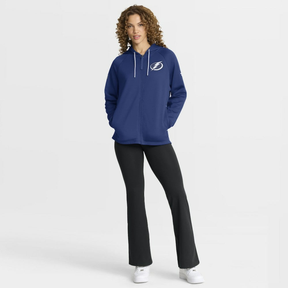 Tampa Bay Lightning Fanatics Women's Authentic Pro Rink Raglan Full-Zip Hoodie - Blue | US 202493218