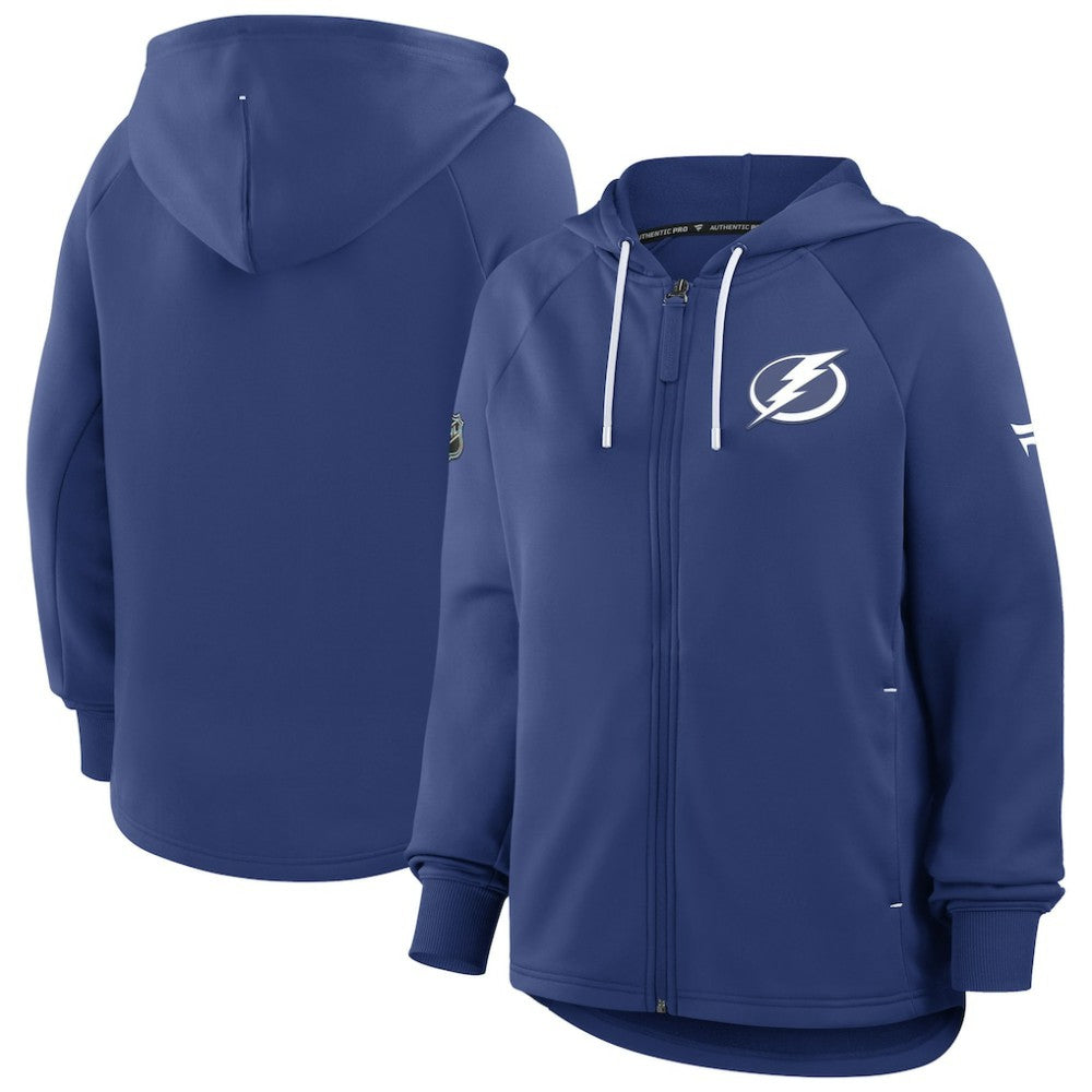 Tampa Bay Lightning Fanatics Women's Authentic Pro Rink Raglan Full-Zip Hoodie - Blue | US 202493218