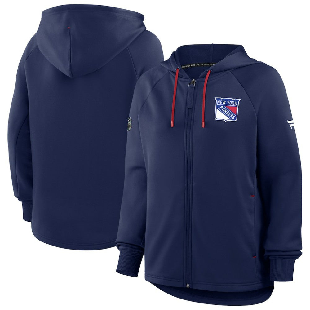 New York Rangers Fanatics Women's Authentic Pro Rink Raglan Full-Zip Hoodie - Navy | US 202493223