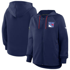 New York Rangers Fanatics Women's Authentic Pro Rink Raglan Full-Zip Hoodie - Navy | US 202493223