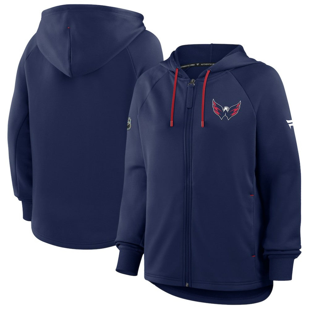 Washington Capitals Fanatics Women's Authentic Pro Rink Raglan Full-Zip Hoodie - Navy | US 202493226