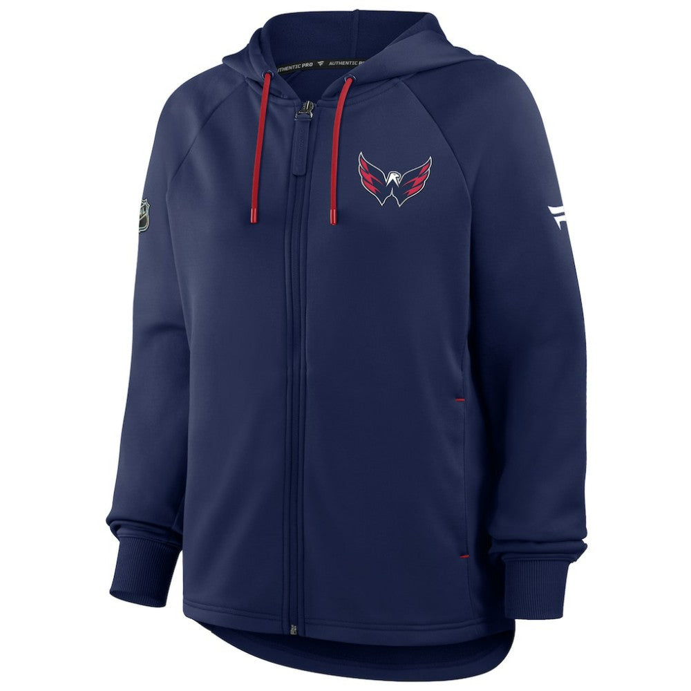 Washington Capitals Fanatics Women's Authentic Pro Rink Raglan Full-Zip Hoodie - Navy | US 202493226