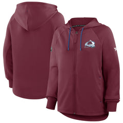 Colorado Avalanche Fanatics Women's Authentic Pro Rink Raglan Full-Zip Hoodie - Burgundy | US 202493231