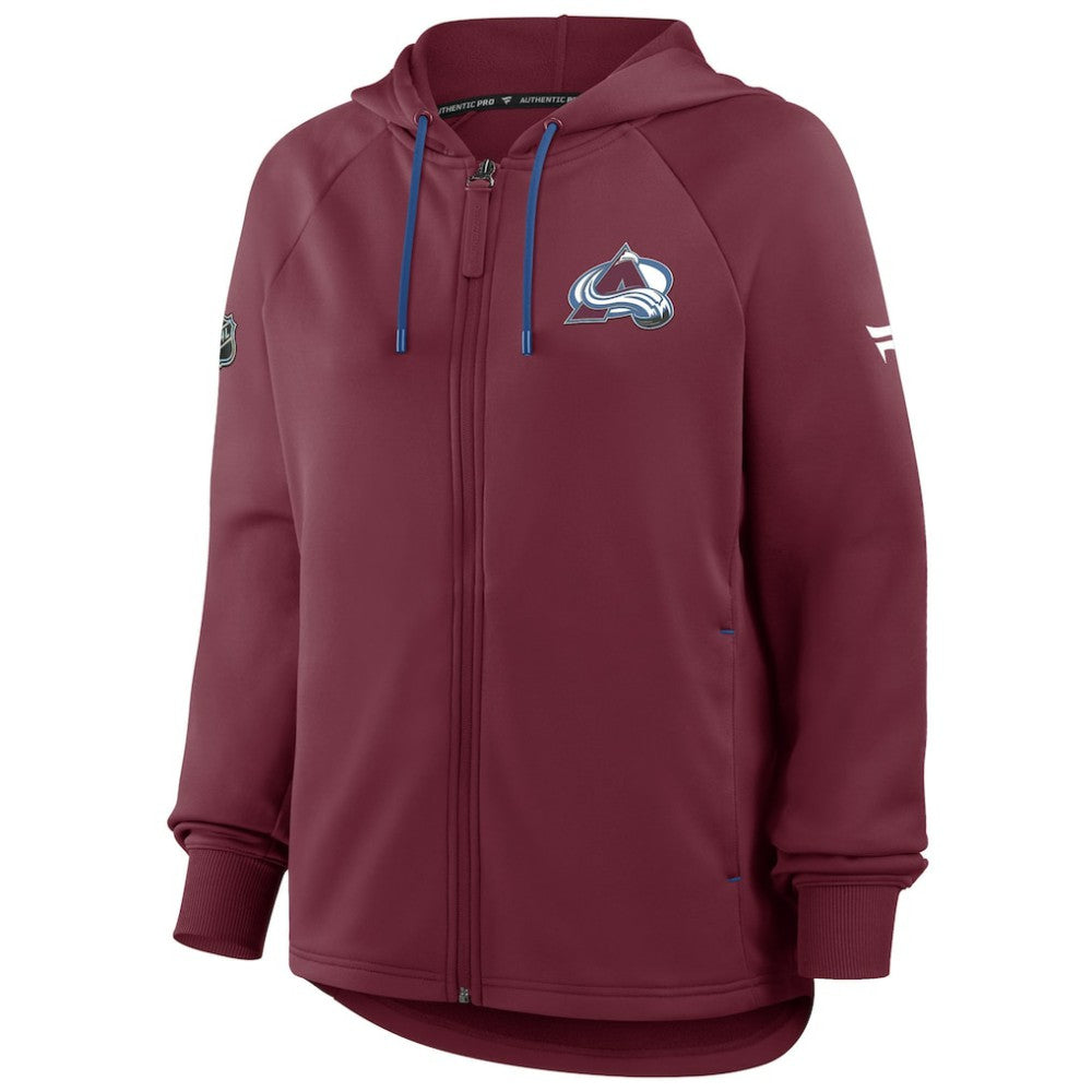 Colorado Avalanche Fanatics Women's Authentic Pro Rink Raglan Full-Zip Hoodie - Burgundy | US 202493231