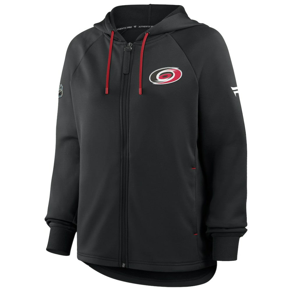 Carolina Hurricanes Fanatics Women's Authentic Pro Rink Raglan Full-Zip Hoodie - Black | US 202493233