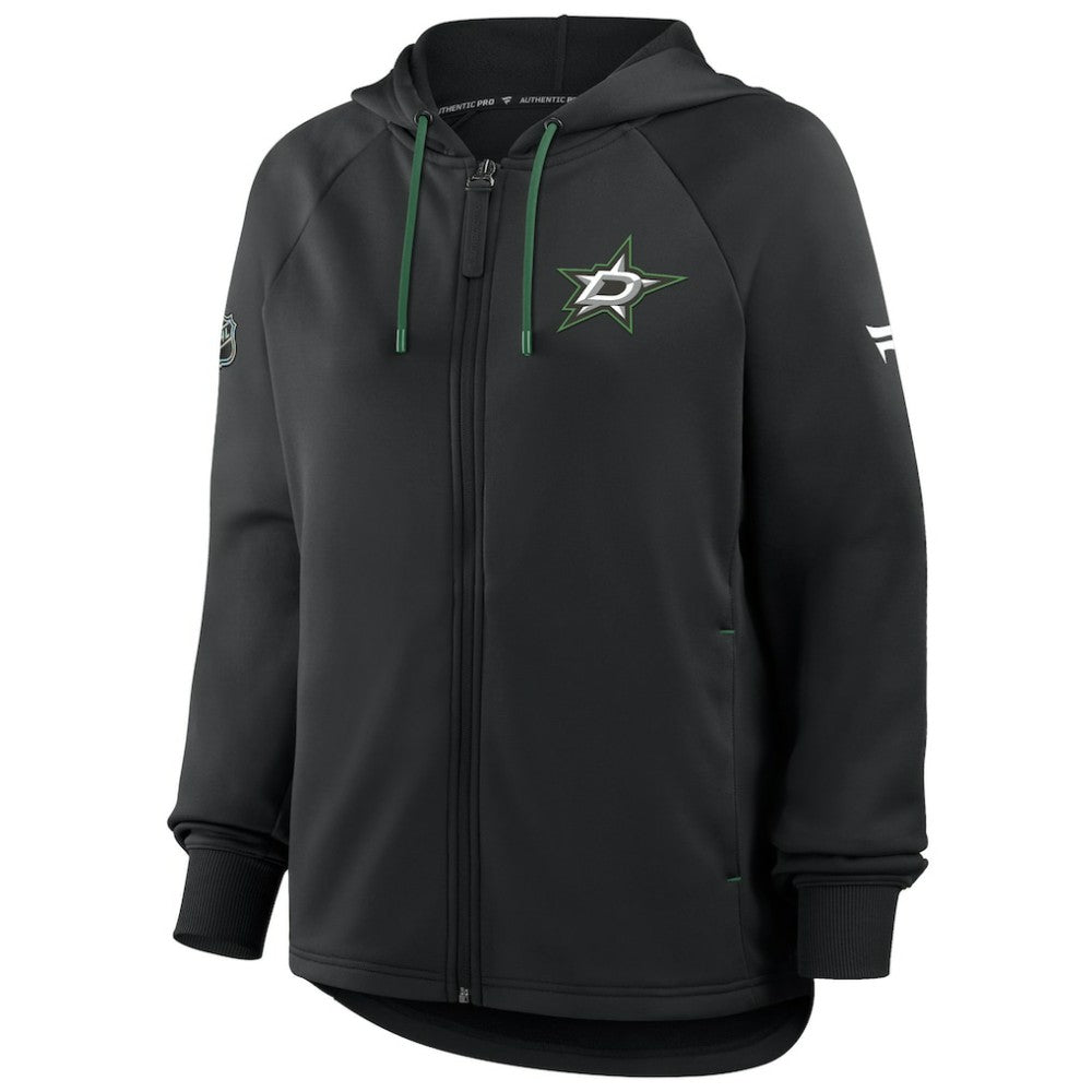 Dallas Stars Fanatics Women's Authentic Pro Rink Raglan Full-Zip Hoodie - Black | US 202493237