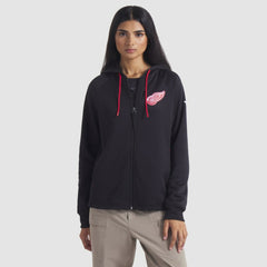 Detroit Red Wings Fanatics Women's Authentic Pro Rink Raglan Full-Zip Hoodie - Black | US 202493238