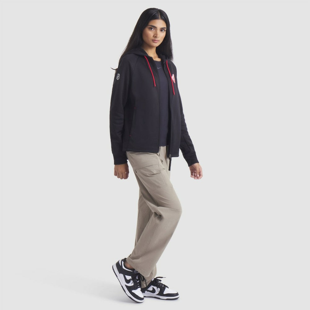 Detroit Red Wings Fanatics Women's Authentic Pro Rink Raglan Full-Zip Hoodie - Black | US 202493238