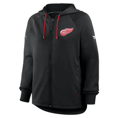 Detroit Red Wings Fanatics Women's Authentic Pro Rink Raglan Full-Zip Hoodie - Black | US 202493238