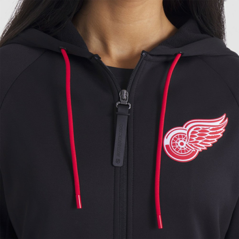 Detroit Red Wings Fanatics Women's Authentic Pro Rink Raglan Full-Zip Hoodie - Black | US 202493238